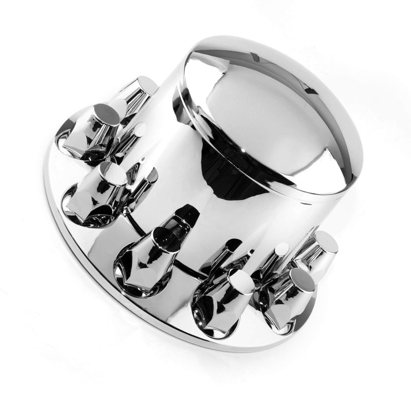 RTRHINOTUNING 1PC Axle Wheel Cover Hub Caps Kit Rear Chrome Screw-on Lug Nuts for Semi Truck TR082 - Image 1